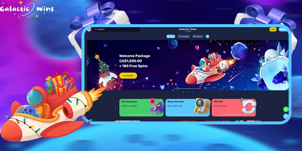 Galactic Wins - Casino With 100% Bonus Up to CA$500.00 and 50 Free Spins for New Players
